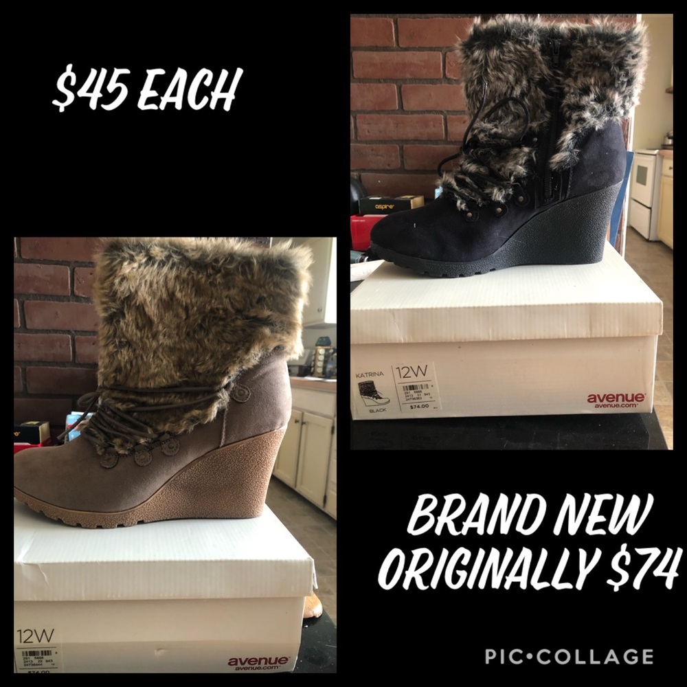 Black or Brown Wedges Winter Boots